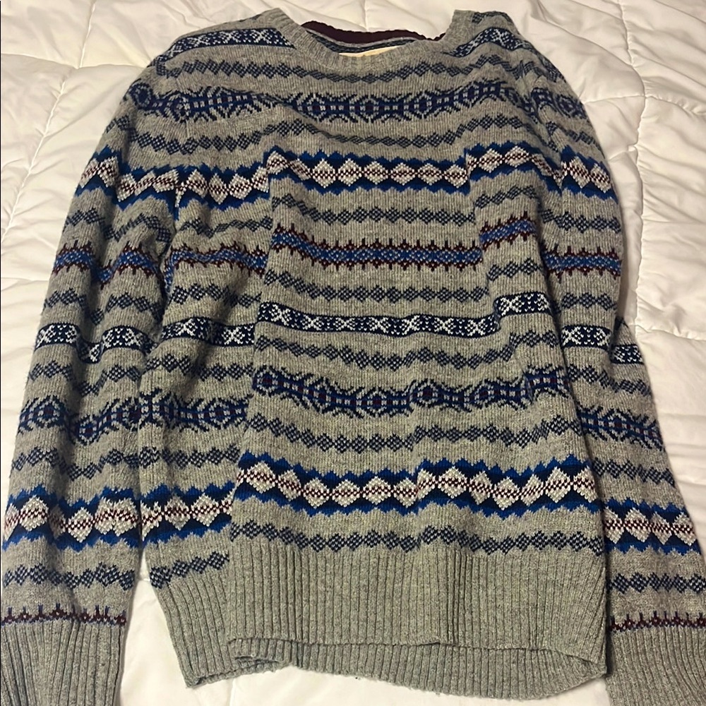 Urban Pipeline Patterned Striped Wool Blend Stitched Sweater